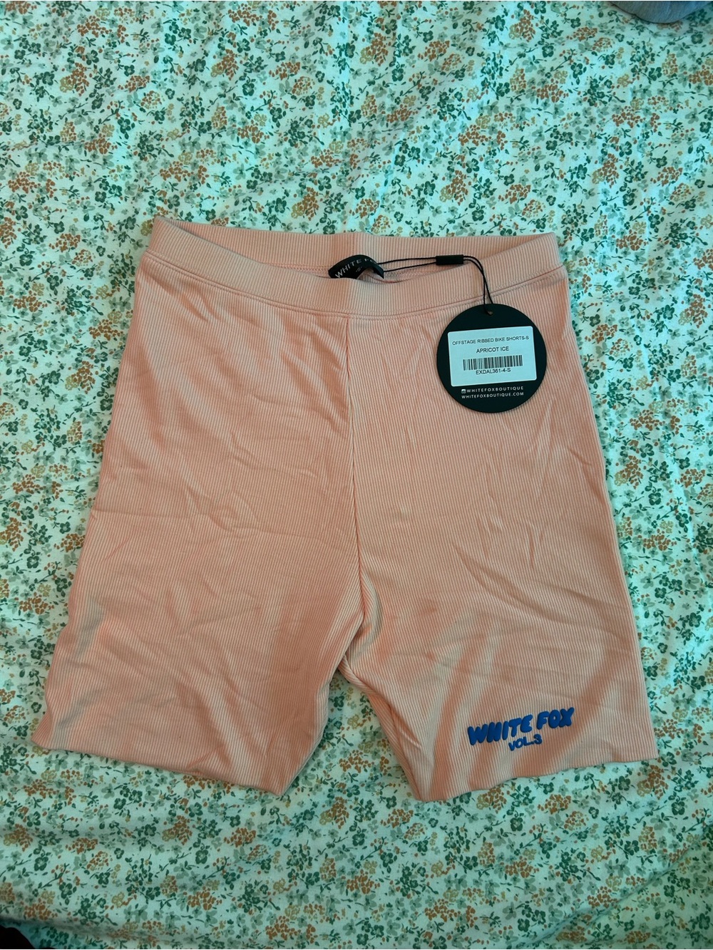 White Fox Apricot Ice Ribbed Bike Shorts